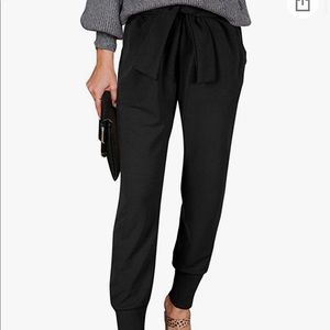 Black Front-tie Pants